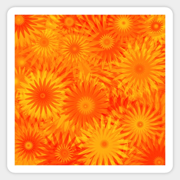 Dandelion Yellow Orange Flower Pattern Sticker by Art by Deborah Camp